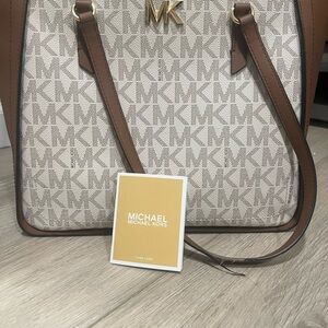 Michael Kors Beige and Brown Monogram Tote